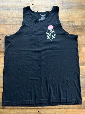 Empyre 100% Cotton Barbed Wire Diamond Rose Muscle Tank Black XL